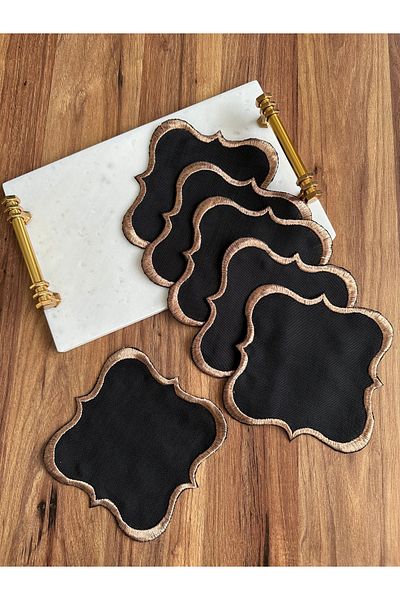 NURHAN HOME COLLECTION Πετσέτες παρουσίασης κοκτέιλ 6 τεμαχίων με φαρδύ κέντημα