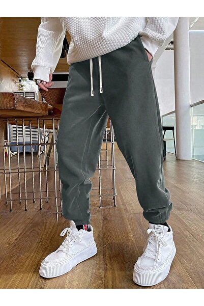 Drippy Pantaloni de trening pentru bărbați cu șnur în talie și buzunare încli...