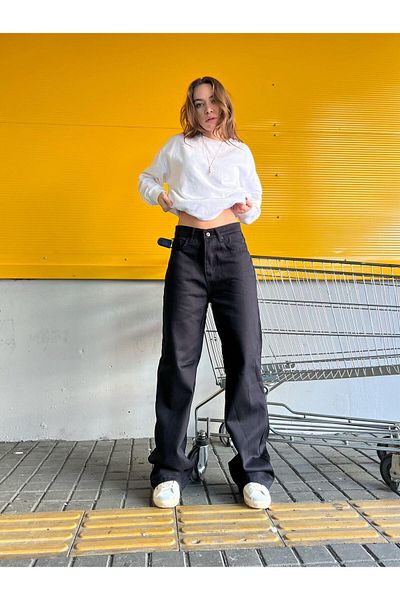 Touz Moda Y2K Newstyle Printed Wide Leg Jeans Wide Leg Black Jeans