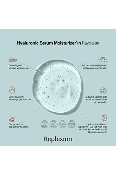 Replexion Hyaluronic Serum Moisturizer Nemlendirici Serum 50ml. Anti-aging