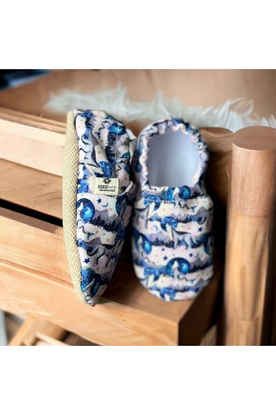 Kokopatik ,Non-Slip Sole,Organic Cotton Home Nursery Booties Call of the Moon Organic Cotton Nursery-Home Booties