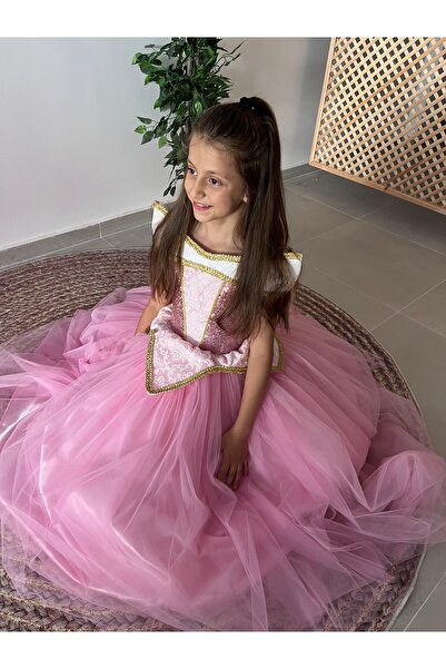 İkrabutikbursa Kız Çocuk Uyuyan Güzel Kostümü, Aurora Kostümü