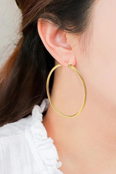 Jaida Moda Women's Gold 316l Surgical Steel Large Thin Hoop Earrings