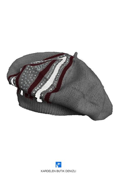 Kardelen Butik Denizli Πέτρινο μπερέ ζωγραφικής για γυναίκες