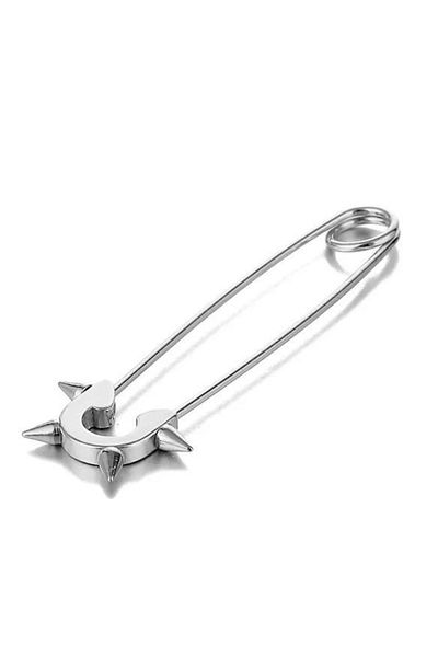 Jaida Moda Unisex Gray Spayk Safety Pin Model Steel Earrings