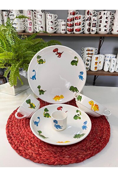 TEBAK COLLECTION طقم عشاء للأطفال مكون من 5 قطع بتصميم الديناصورات