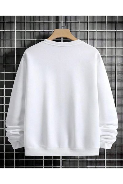 NewCabin Φούτερ Michelangelo με 3 κλωστές Cotton Lightning - Printed Oversize Raised Crew Neck