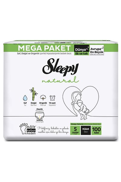Sleepy Junior Baby Panties - Natural Size 5, 100 Pieces