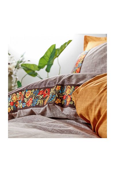 ŞENER HOME Cottonbox Folk Art - Σετ Παπλωματοθήκη Διπλό Mink