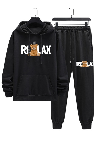 Deocept Set hanorac oversize Relax unisex pentru bărbați - Set de sus și de jos cu imprimeu