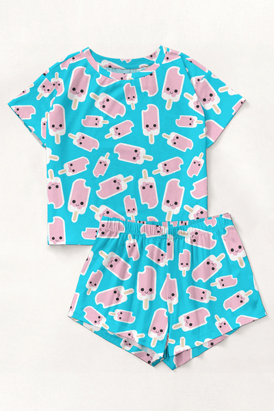 PEMBİŞ HOMEWEAR Short Sleeve Shorts Pajama Set EnjoySummer Supersoft Basic Su...