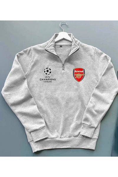 Pisa Art CHAMPIONS LEAGUE ARSENAL STYLE COLLAR SWEATSHIRT UNISEX CUSTOM DESIGN