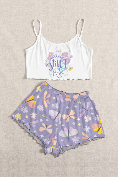 PEMBİŞ HOMEWEAR Strappy Shorts Pajama Set And Still Basic Single Jersey