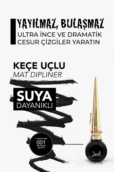 Nera Classy Pro Waterproof Black Eyeliner, Liquid Eyeliner (BLACK), Waterproof Eyeliner