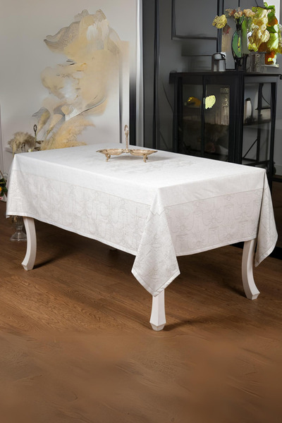 Finezza Ayda Lüx Jacquard polikotonska tkanina Stone TP Stolnjak 160x220 cm -...