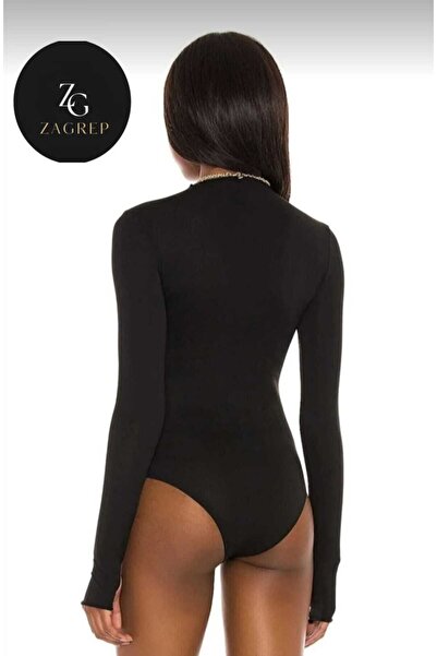 Zagrep Body negru din jerseu de mătase, cu decolteu rotund, pentru femei
