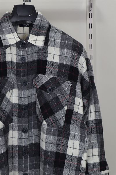 Neva Fistan Store Black Plaid Checked Sports Cut Comfortable Fit Double Pocket Winter Lumberjack Shirt