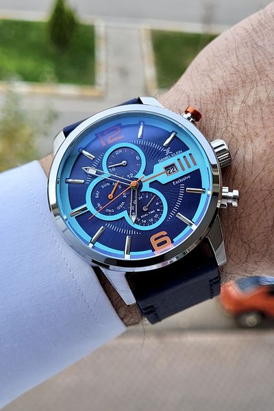 Daniel Klein Inner Indicators Active Function Calendar Leather Cord Men's Wristwatch