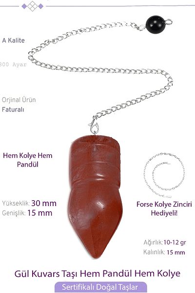 Tesbih Atölyesi Certified Aaa Rose Quartz Stone Pandula Pendulum Both Pandules - Both Necklace