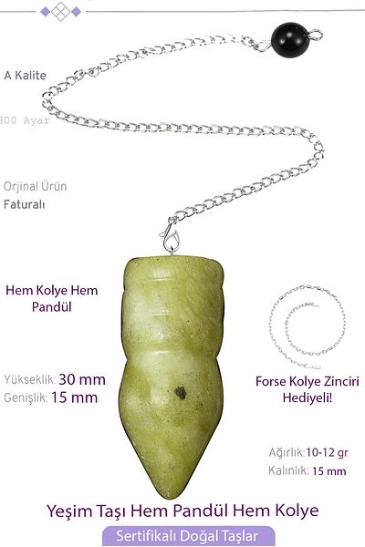 Tesbih Atölyesi Certified Aaa Jade Stone Pandula Pendulum Both Pandula - Both Necklace
