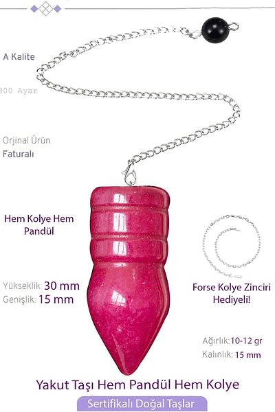 Tesbih Atölyesi Certified Ruby Stone Pandula Pendulum Both Pandula - Both Necklace