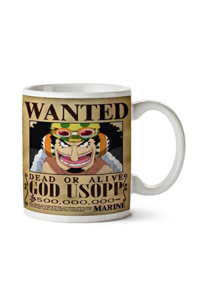 ART HEDİYE كوب مطبوع على الجانبين من Wanted God Usopp b Anime Wanted