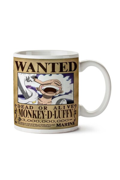 ART HEDİYE كوب مطبوع على الجانبين من Wanted Monkey D Luffy b Anime Wanted