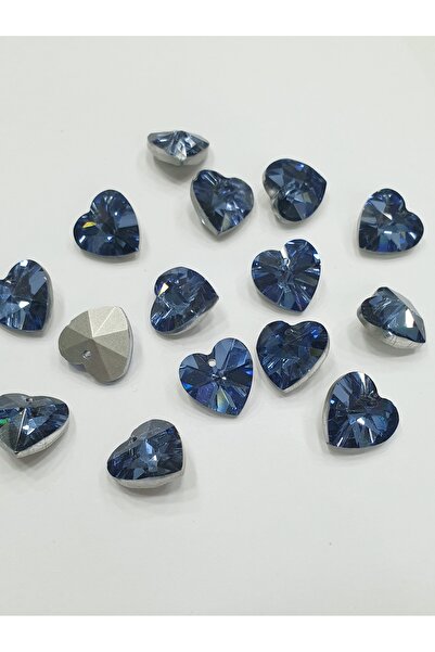 CRYSTALSHOP حجر كريستال - قلب مثقوب - أزرق داكن 14 ملم (100 قطعة)