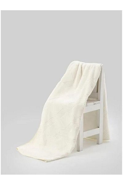Özdilek Özdilek Trendy Embos Single Blanket (155X220) - Art Deco Bone
