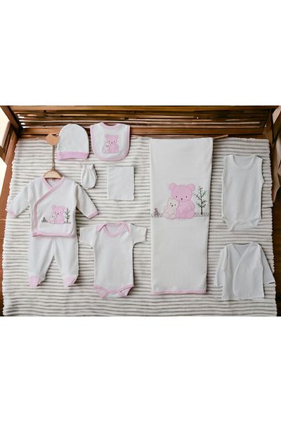 Necix's 6-Piece CUTE MONTHS BIRTH SET (10-Piece HOSPITAL EXIT, BABY BAG, SWADDLE, BLANKET, WIPES AND SOCKS SET)