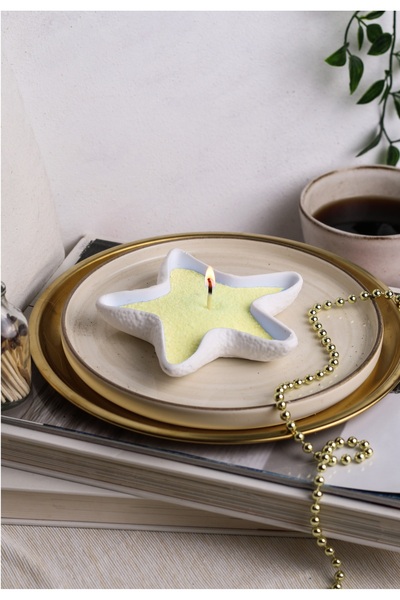 LALEZEN HOME DENİZ YILDIZI MODEL Mumluk Renkli İnci Toz Mum 100gram