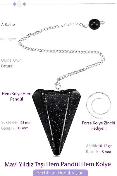 Tesbih Atölyesi Certified Blue Star Stone Pandula Pendulum Both Pandula - Both Necklace