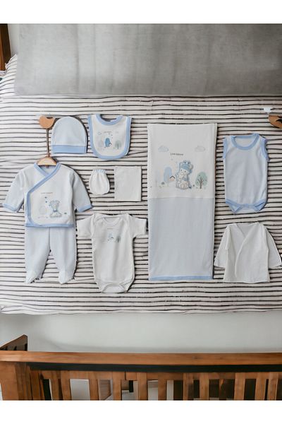 Necix's 6-Piece CUTE MONTHS BIRTH SET (10-Piece HOSPITAL EXIT, BABY BAG, SWADDLE, BLANKET, WIPES AND SOCKS SET)