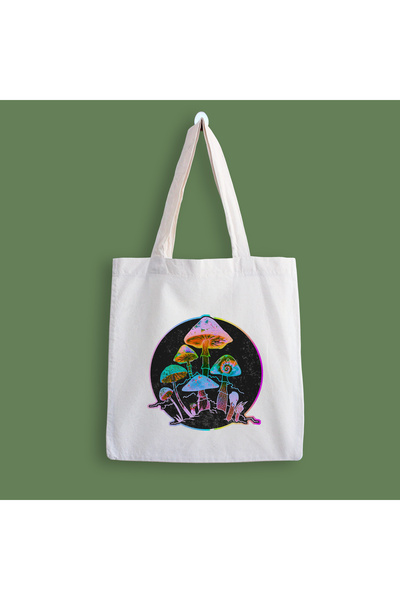 designedfy Geantă din pânză imprimată ciuperci