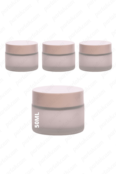 parlakcam 50ml buzlu renk krem kavanozu cam krem kutusu beyaz renk koruma kap...