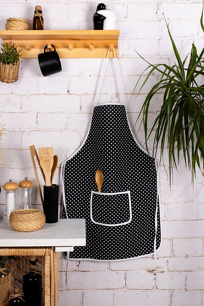 Morlay Liquid Proof Kitchen Apron Sponge Filled Double Chamber Pocket Model