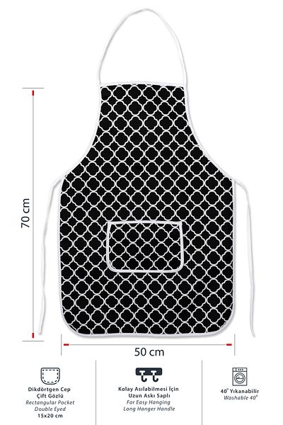 Morlay Liquid Proof Kitchen Apron Sponge Filled Double Chamber Pocket Model & Black