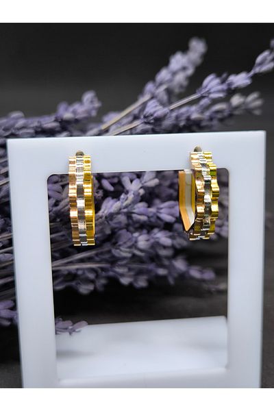 Ece Takı Aksesuar 3 Colors Brand Design Steel Earrings