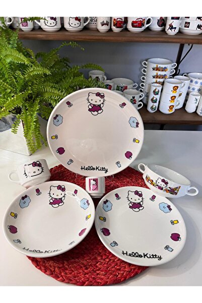 TEBAK COLLECTION HELLO KİTTY DESENLİ 6 parça ÇOCUK BEBEK YEMEK TAKIMI BESLENM...