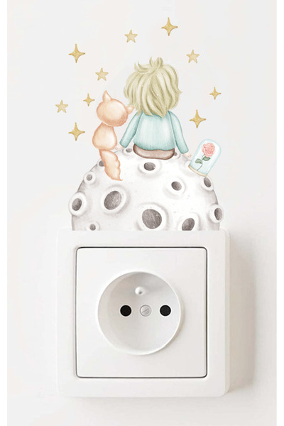 Sim Tasarım -Priz- Pastel Retro Bir Küçük Prens Masalı Çocuk Odası Priz Stick...