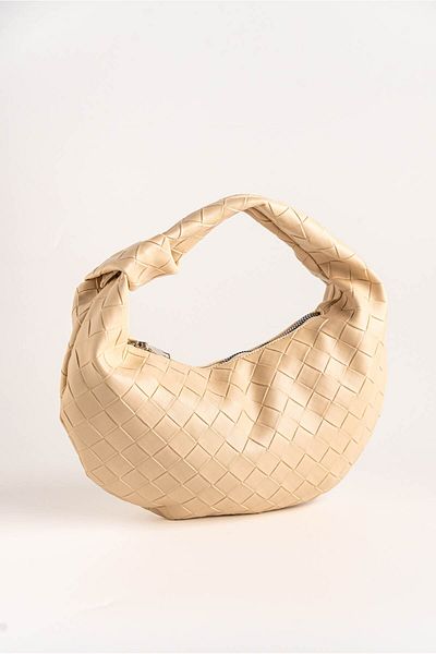 LORENZ BAG Women's Cream Knit Detailed Mini Jordie Handbag