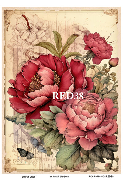 LİNEART Pirinç Dekopaj Kağıdı No:RED38- 29X42cm