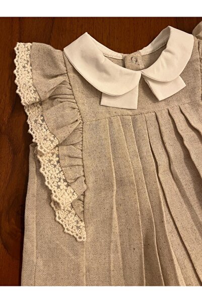 PARK BEBE Baby girl linen shorts blouse bottom top suit bebe collar pleated detail ruffle sleeve