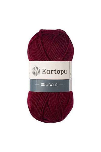 Kartopu Elite Wool K110 Claret Red 49% Wool Knitting Yarn Sweater & Sweater & Cardigan & Vest Winter Knitting Yarn