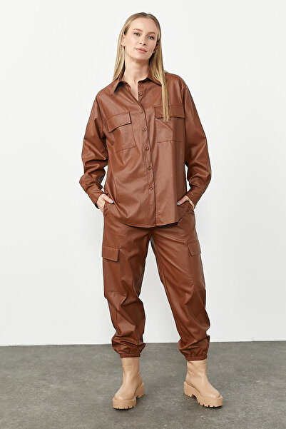 PAULMARK Δερμάτινο παντελόνι