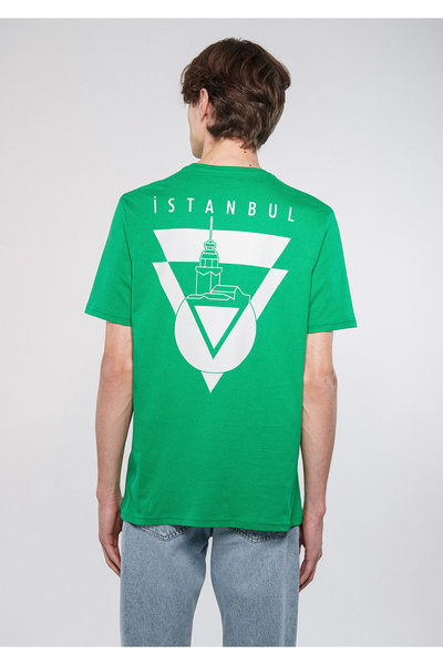 Mavi Istanbul εμπριμέ πράσινο μπλουζάκι με κανονική εφαρμογή / κανονική κοπή 0611435-71704