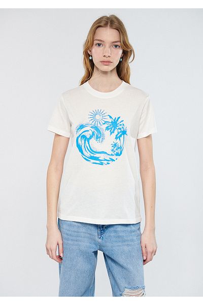 Mavi Wave Printed White T-Shirt Slim Fit / Slim Fit 1611449-70057