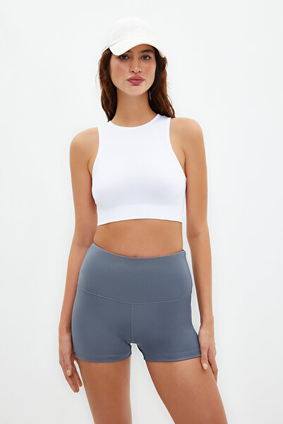 Trendyol Collection Nahtloser, gerippter, weißer, gestrickter Sport-BH – leichte Rückseite, Shapewear TWOSS21SS0024