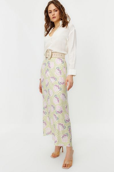 Trendyol Modest Bell Woven Skirt Powder Floral Pattern - TCTSS22EE0006