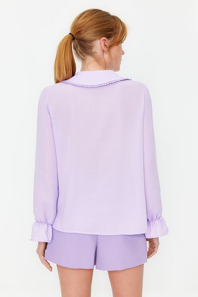 Trendyol Collection Lilac Baby Collar - Pompom Detailed Regular Shirt TWOAW21GO0717